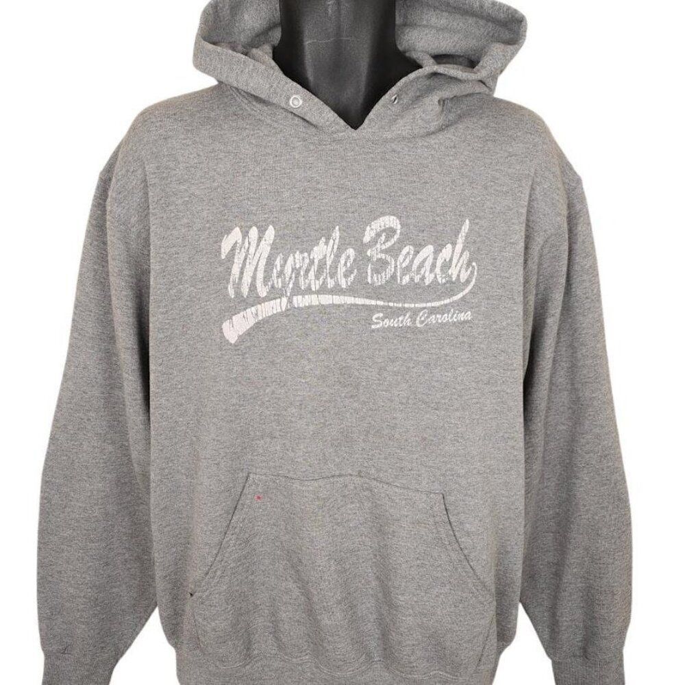 Vintage Myrtle Beach Sweatshirt Hoodie Mens Size Large Gray Y2K South Carolina